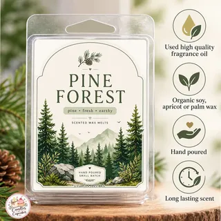 Preview of Pine Forest Scented Wax Melt Clamshell.