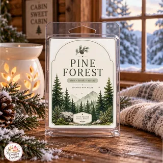 Preview of Pine Forest Scented Wax Melt Clamshell.