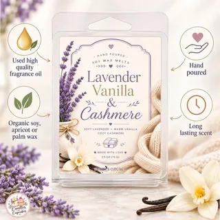 Preview of Lavender Vanilla Scented Wax Melt Clamshell.
