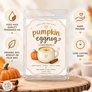 Preview of Pumpkin Eggnog Scented Wax Melt Clamshell.