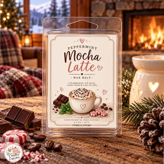 Preview of Peppermint Mocha Latte Scented Wax Melt Clamshell.