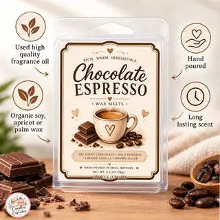 Preview of Chocolate Espresso Scented Wax Melt Clamshell.