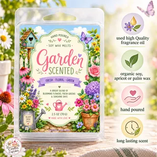 Preview of Garden Flowers Scented Wax Melt Clamshell.
