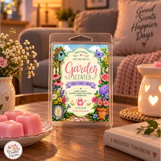 Preview of Garden Flowers Scented Wax Melt Clamshell.