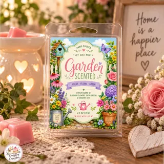 Preview of Garden Flowers Scented Wax Melt Clamshell.