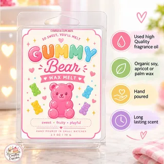 Preview of Gummy Bear Scented Wax Melt Clamshell.
