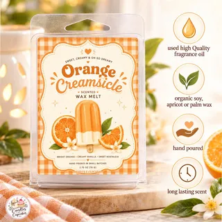 Preview of Orange Creamsickle Scented Wax Melt Clamshell.