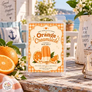 Preview of Orange Creamsickle Scented Wax Melt Clamshell.