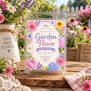 Preview of Garden Flower Scented Wax Melt Clamshell.