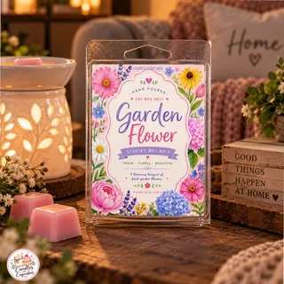 Preview of Garden Flower Scented Wax Melt Clamshell.
